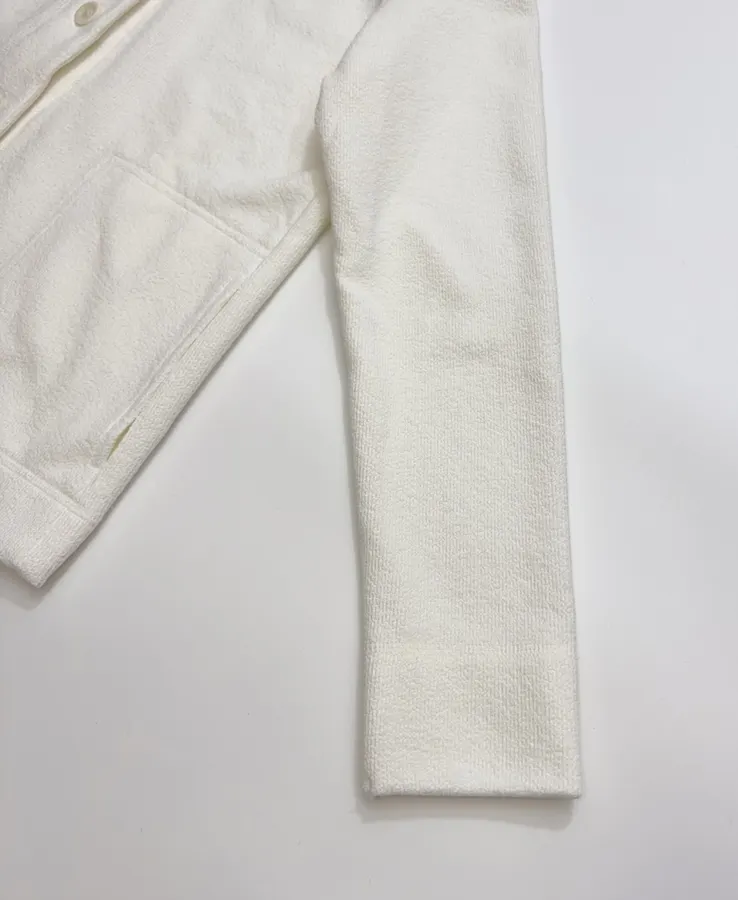Ivory Hooded Button-Front Jacket in Off-White, product view 07