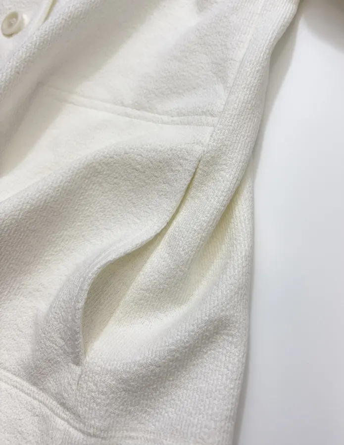 Ivory Hooded Button-Front Jacket in Off-White, product view 16
