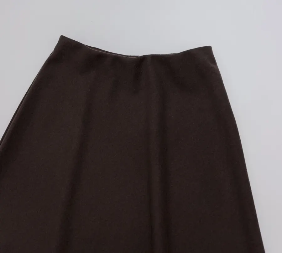Dark Brown High-Waist A-Line Midi Skirt in Dark Brown, product view 03
