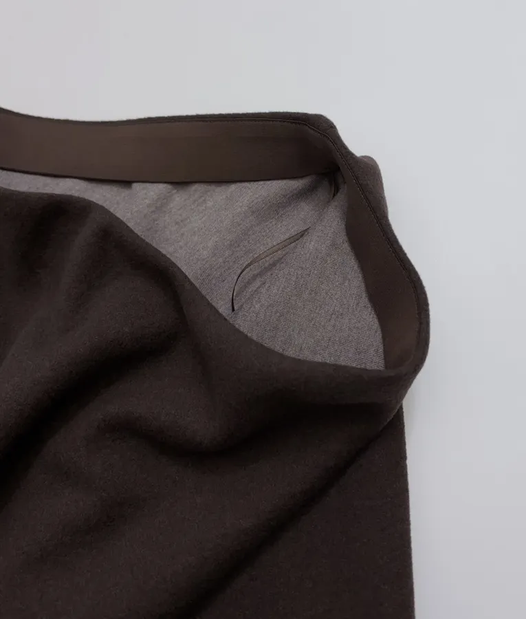 Dark Brown High-Waist A-Line Midi Skirt in Dark Brown, product view 05