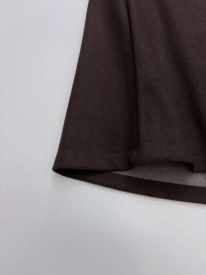 Dark Brown High-Waist A-Line Midi Skirt in Dark Brown, product view 11