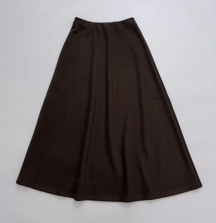 Dark Brown High-Waist A-Line Midi Skirt in Dark Brown, product view 14