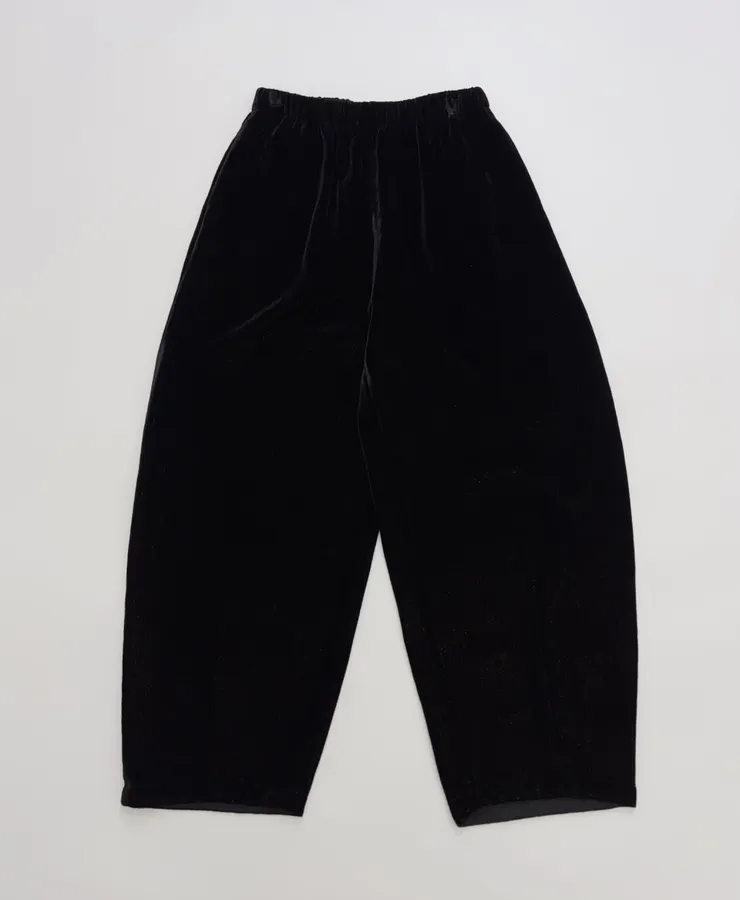 Black Velvet Pull-On Tapered Trousers in Black, product view