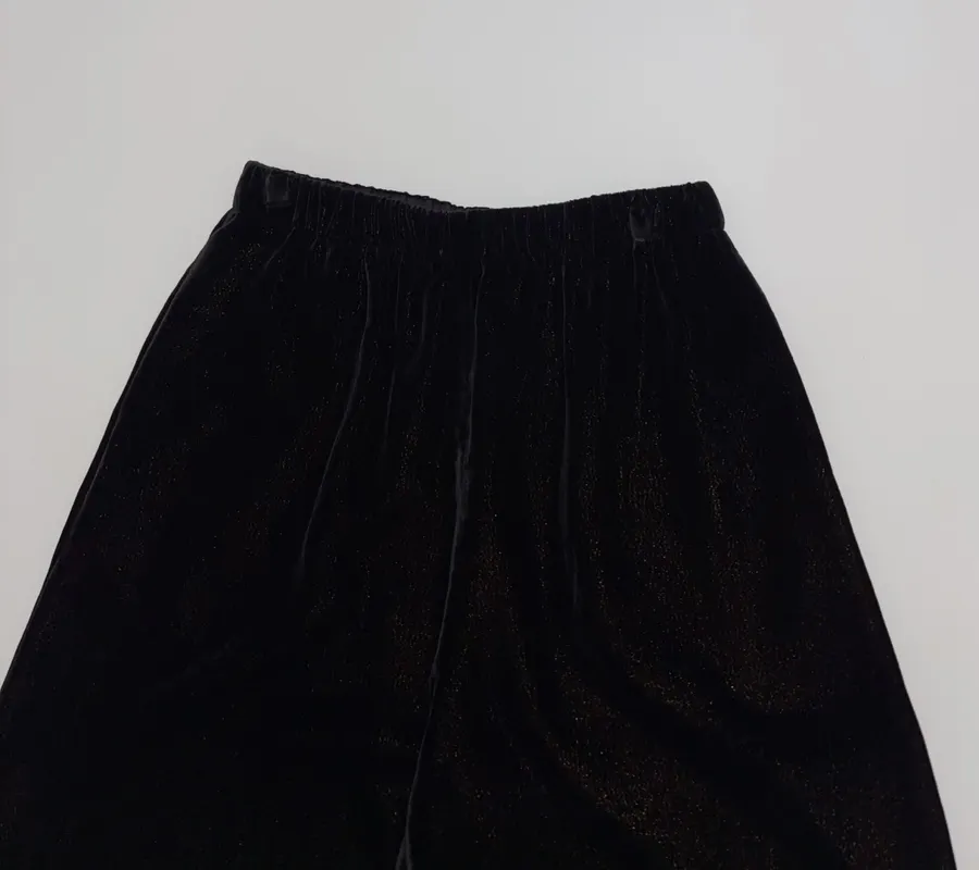 Black Velvet Pull-On Tapered Trousers in Black, product view 02