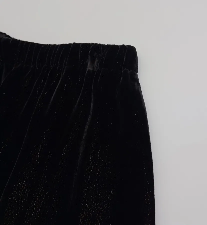 Black Velvet Pull-On Tapered Trousers in Black, product view 03