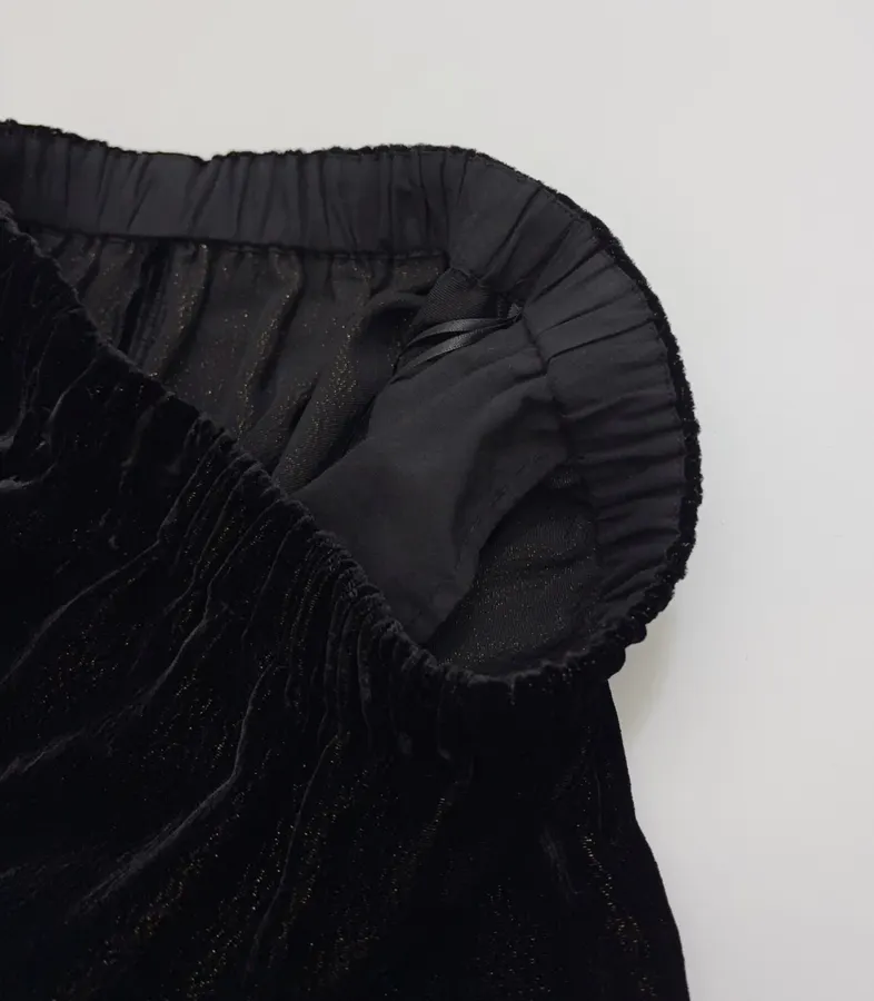 Black Velvet Pull-On Tapered Trousers in Black, product view 05