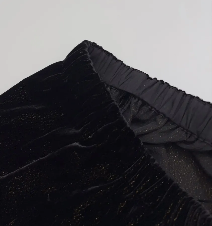 Black Velvet Pull-On Tapered Trousers in Black, product view 06