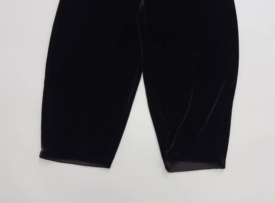 Black Velvet Pull-On Tapered Trousers in Black, product view 07