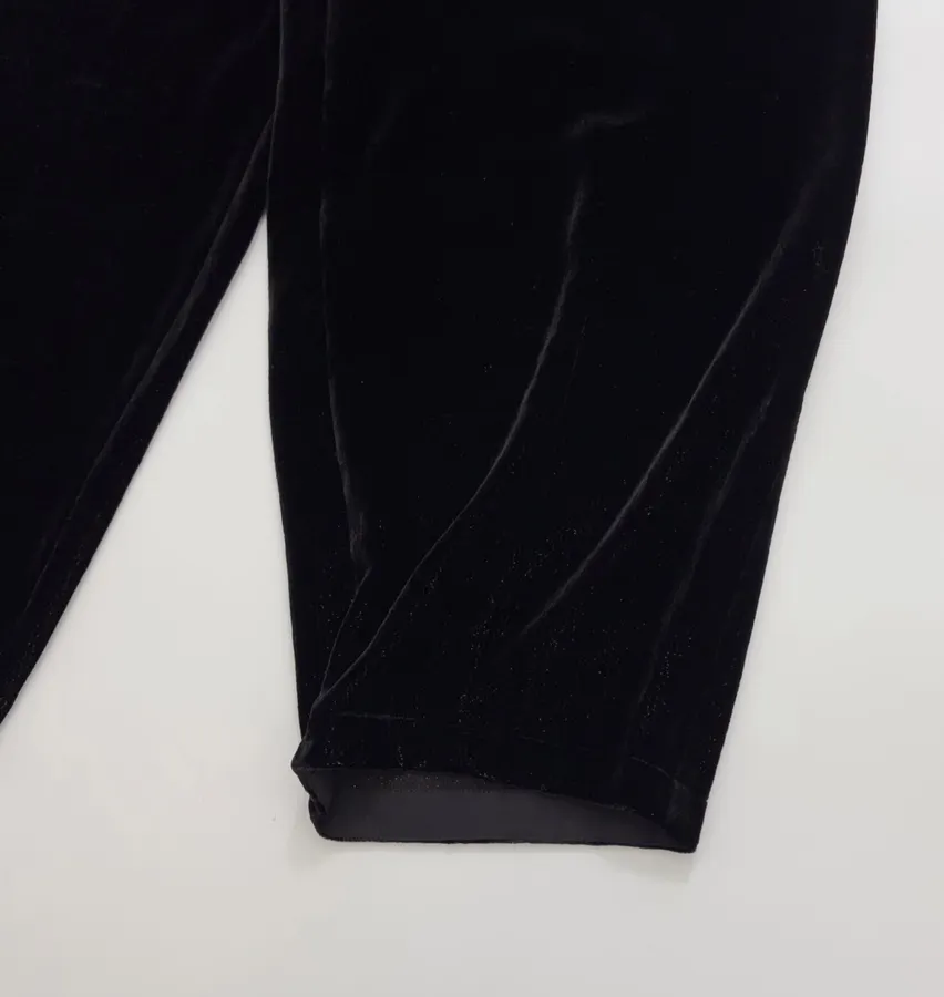 Black Velvet Pull-On Tapered Trousers in Black, product view 08
