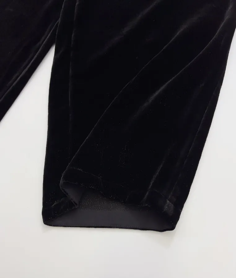 Black Velvet Pull-On Tapered Trousers in Black, product view 10
