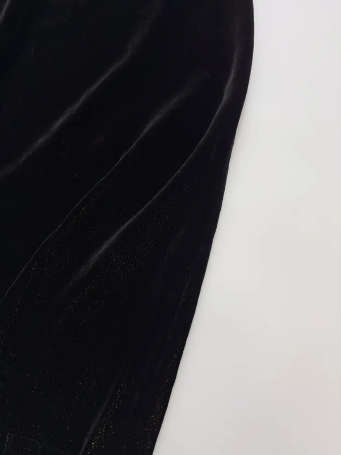 Black Velvet Pull-On Tapered Trousers in Black, product view 11