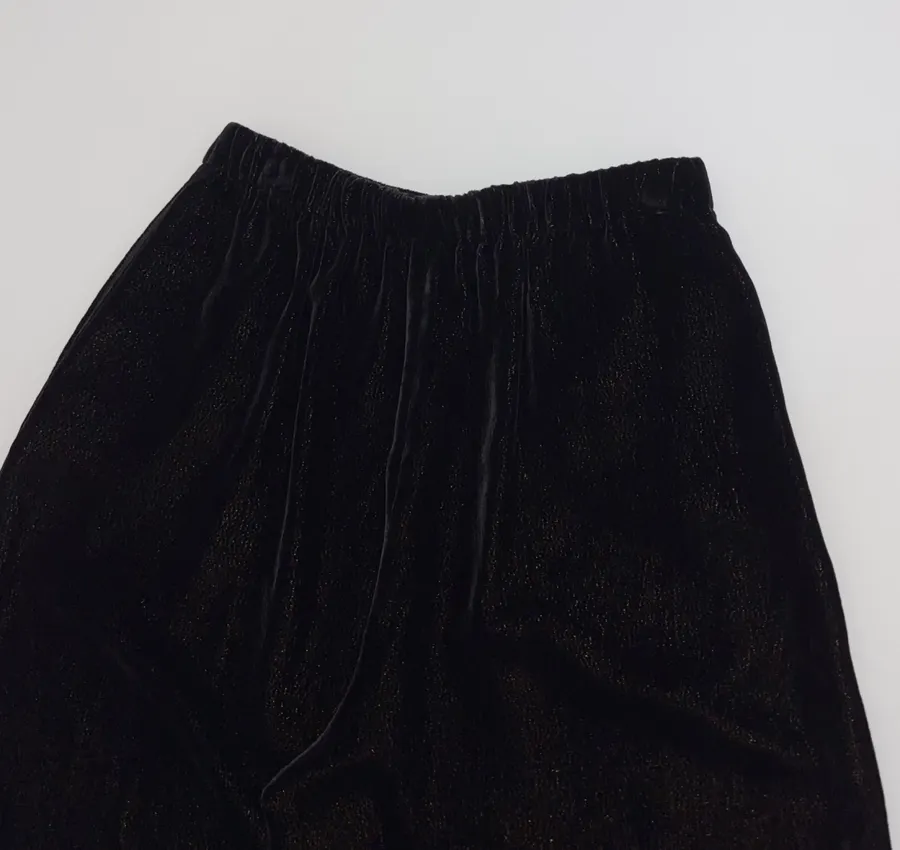 Black Velvet Pull-On Tapered Trousers in Black, product view 13