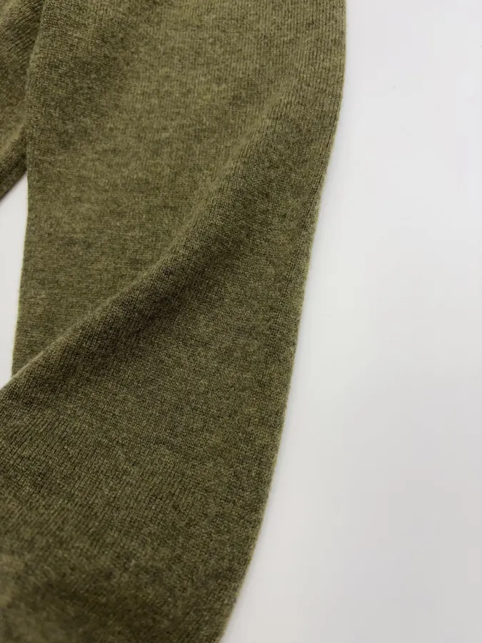 Jacquard Embroidered Contrast-Trim Cardigan in Olive Green, product view 05