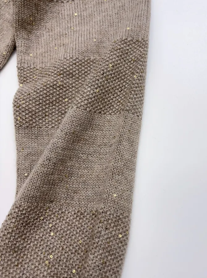 Sequined Cashmere-Wool Stand-Collar Zip-Up Knitted Cardigan in Taupe, product view 06