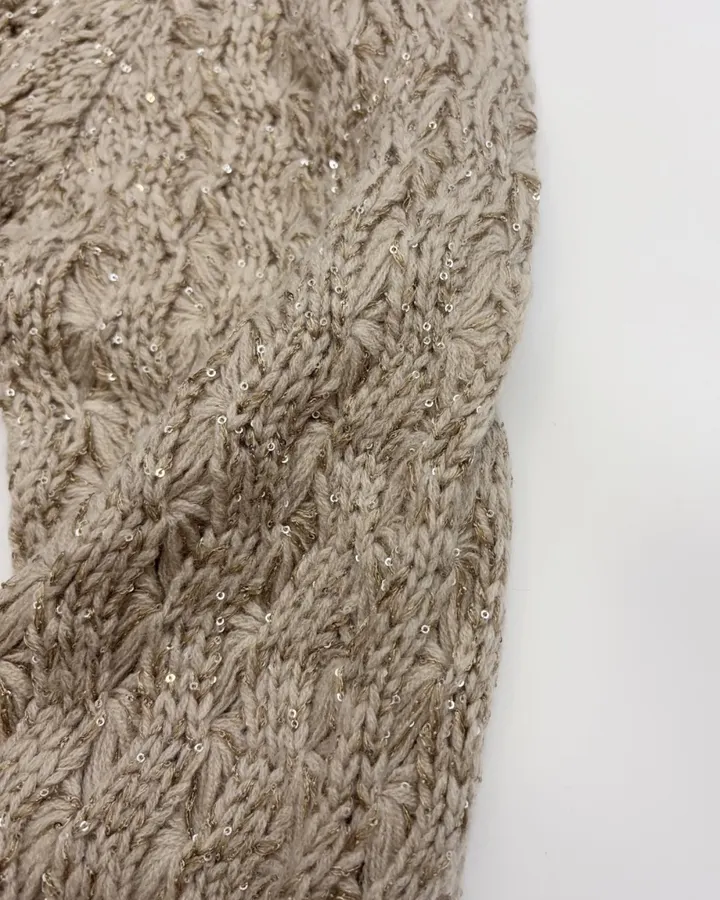 Wool-Cashmere Blend Knitted Top in Beige, product view 05