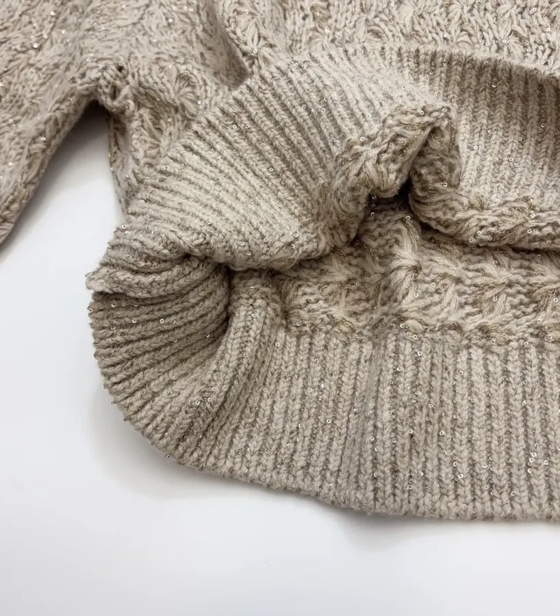 Wool-Cashmere Blend Knitted Top in Beige, product view 11
