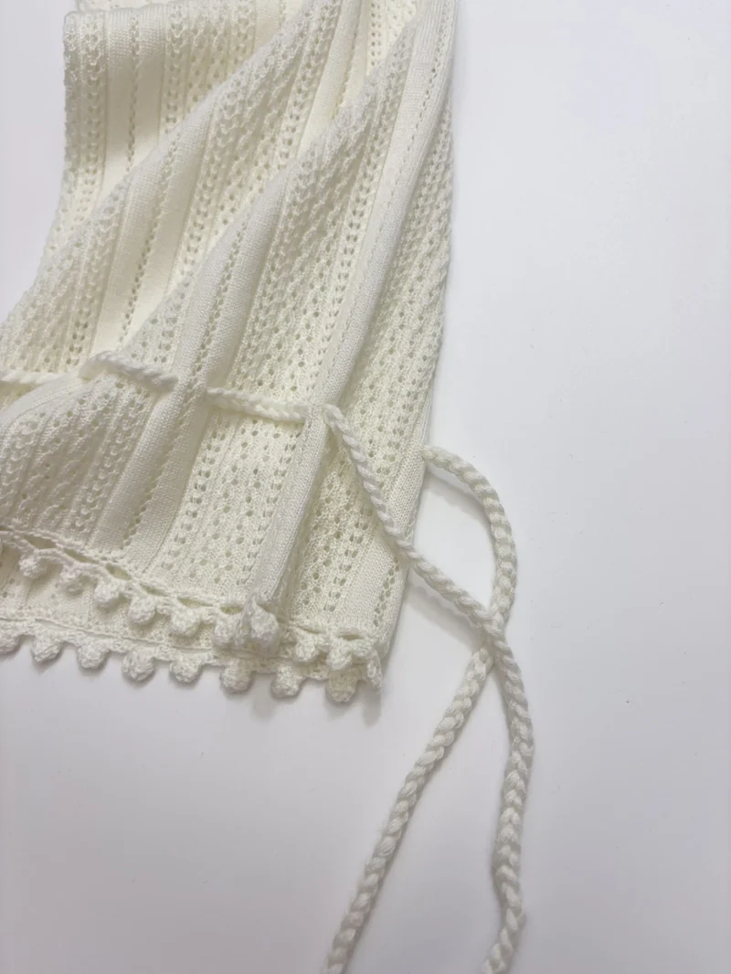 French Ruffle-Collar Long-Sleeve Knit Top in Ivory, product view 11