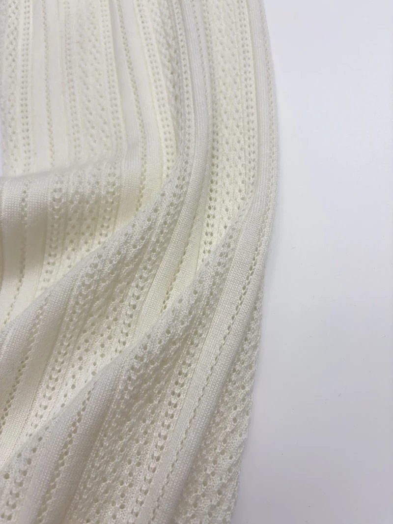 French Ruffle-Collar Long-Sleeve Knit Top in Ivory, product view 12