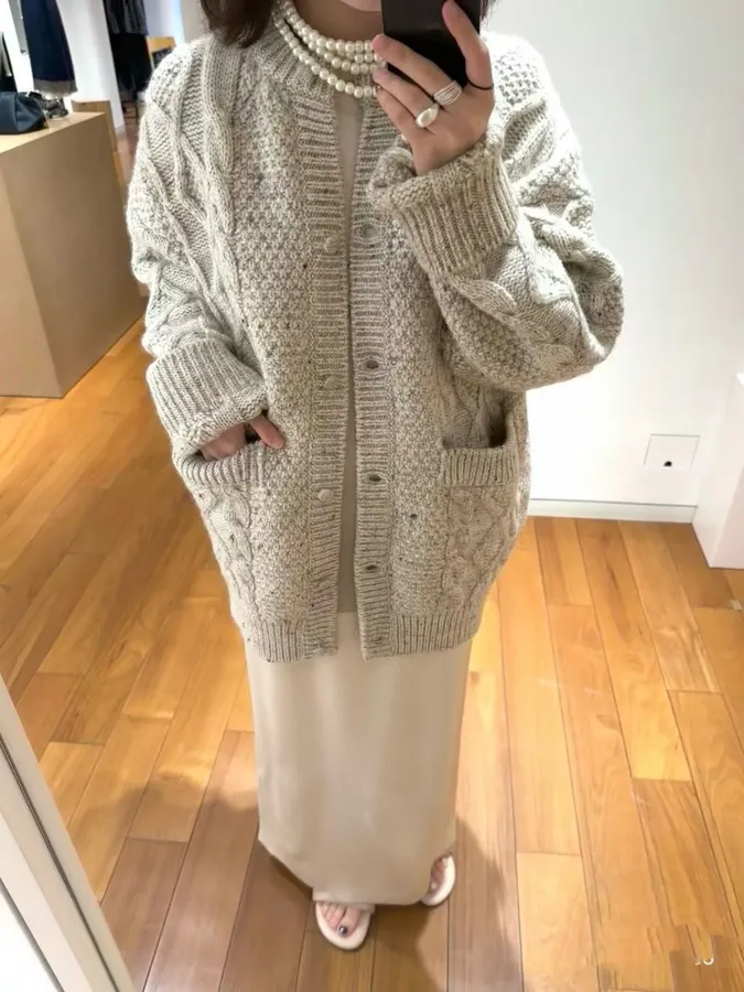Carven Relaxed V-neck knit sweater in As Shown, product view 02