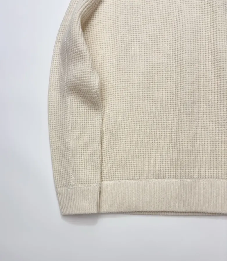 Polo Ralph Lauren Ivory Waffle-Knit Crew-Neck Sweater in Ivory, product view 05