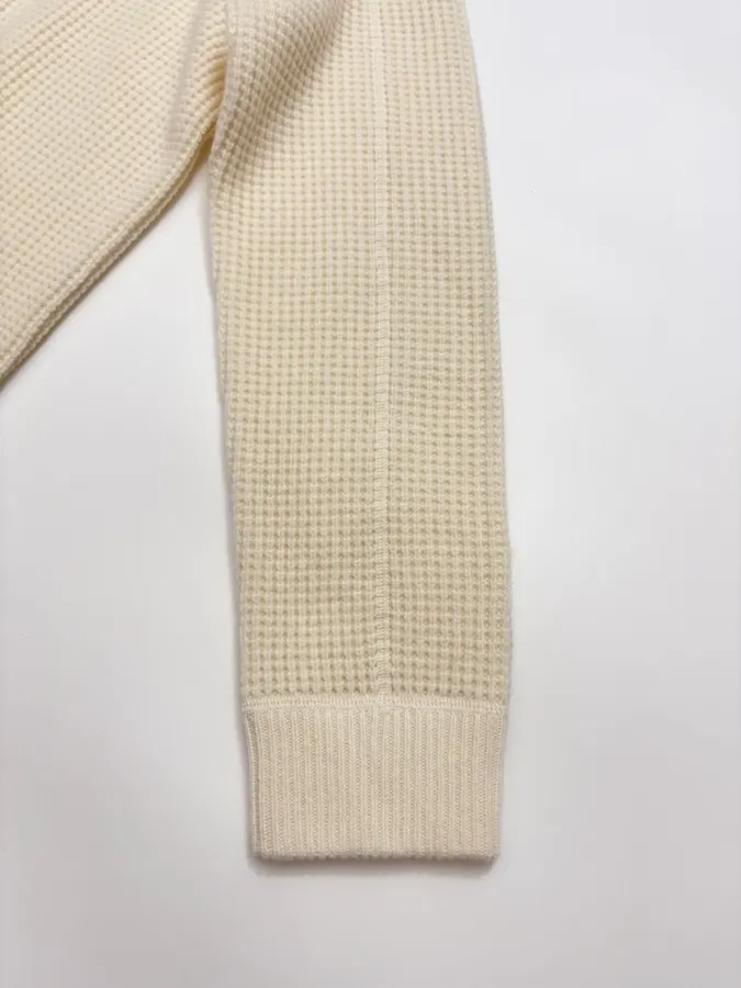 Polo Ralph Lauren Ivory Waffle-Knit Crew-Neck Sweater in Ivory, product view 06