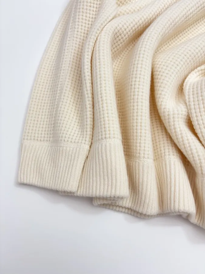Polo Ralph Lauren Ivory Waffle-Knit Crew-Neck Sweater in Ivory, product view 10