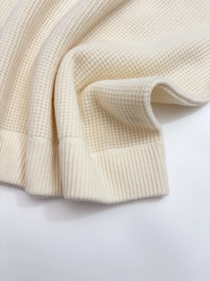 Polo Ralph Lauren Ivory Waffle-Knit Crew-Neck Sweater in Ivory, product view 11
