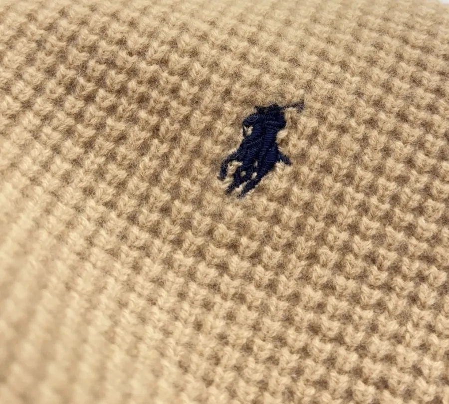 Polo Ralph Lauren Camel Waffle-Knit Crew-Neck Sweater in Camel, product view 04