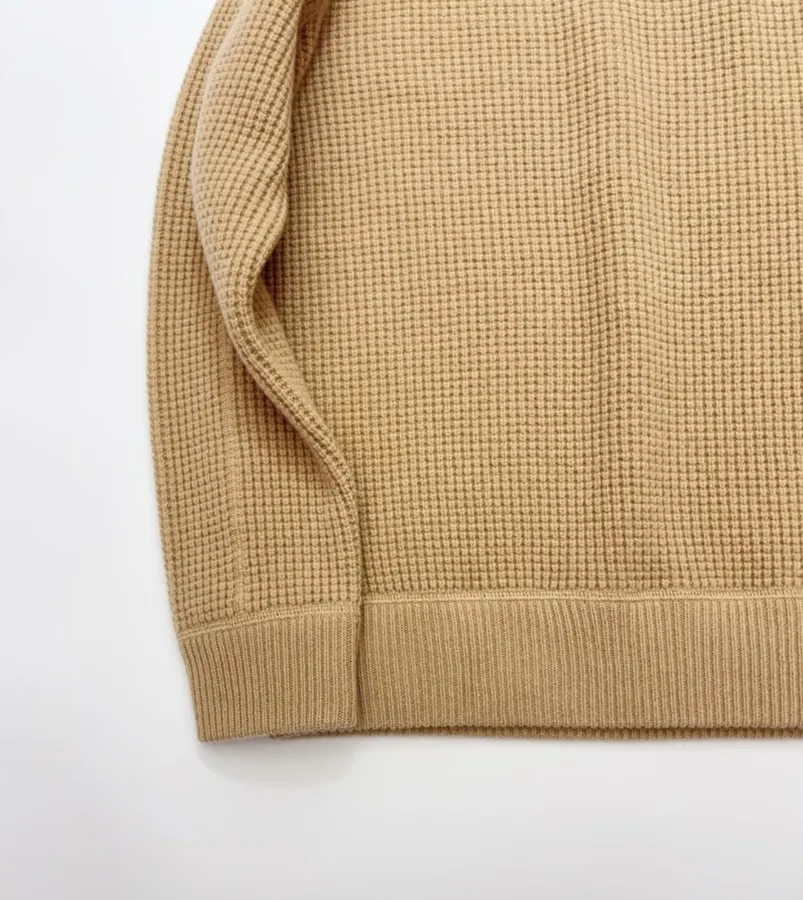 Polo Ralph Lauren Camel Waffle-Knit Crew-Neck Sweater in Camel, product view 05