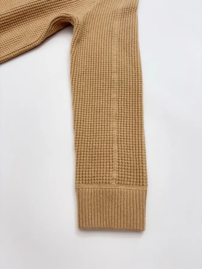 Polo Ralph Lauren Camel Waffle-Knit Crew-Neck Sweater in Camel, product view 06