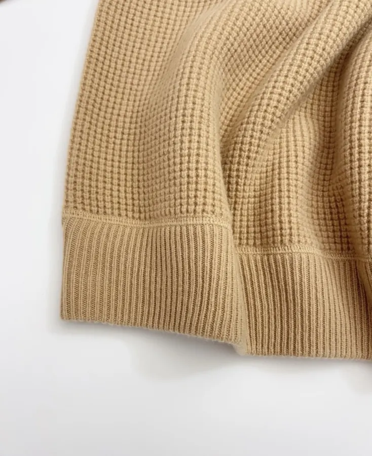 Polo Ralph Lauren Camel Waffle-Knit Crew-Neck Sweater in Camel, product view 10
