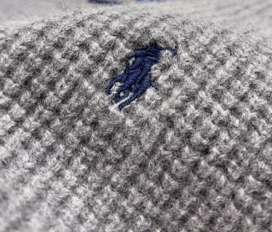 Polo Ralph Lauren Grey Waffle-Knit Crew-Neck Sweater in Grey, product view 04
