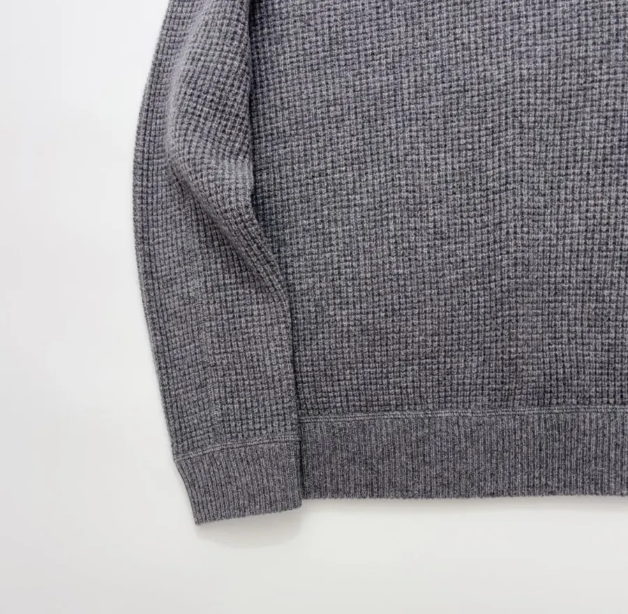 Polo Ralph Lauren Grey Waffle-Knit Crew-Neck Sweater in Grey, product view 05