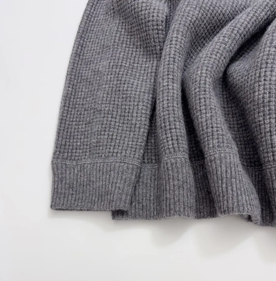 Polo Ralph Lauren Grey Waffle-Knit Crew-Neck Sweater in Grey, product view 08