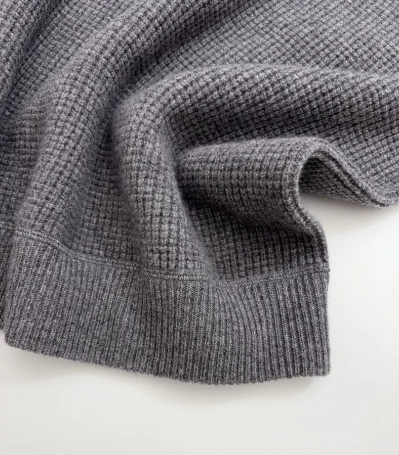 Polo Ralph Lauren Grey Waffle-Knit Crew-Neck Sweater in Grey, product view 09
