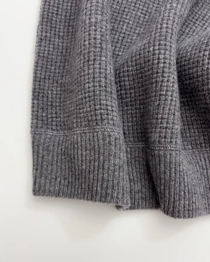 Polo Ralph Lauren Grey Waffle-Knit Crew-Neck Sweater in Grey, product view 10