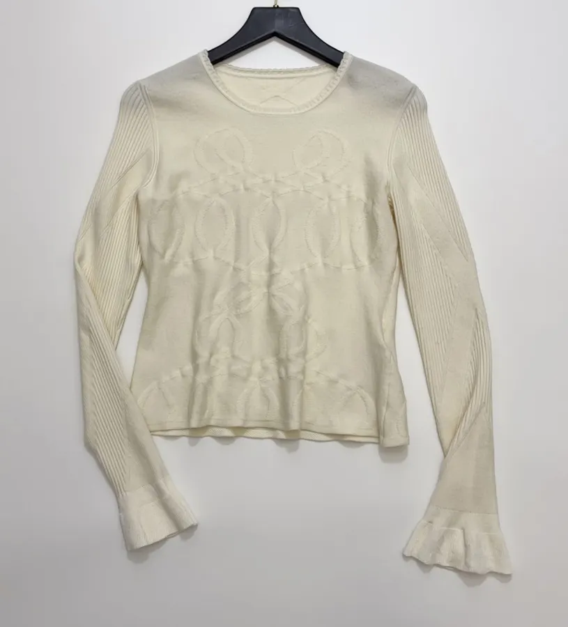 Jacquard Ruffled Fitted Knit Top in As Shown, product view 05