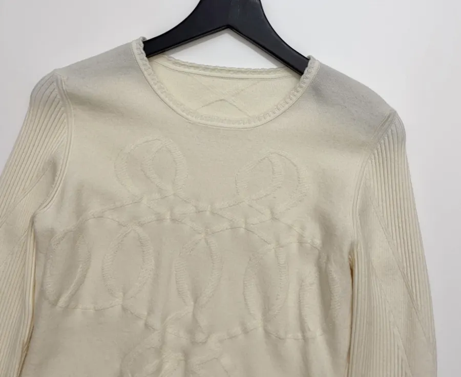 Jacquard Ruffled Fitted Knit Top in As Shown, product view 06