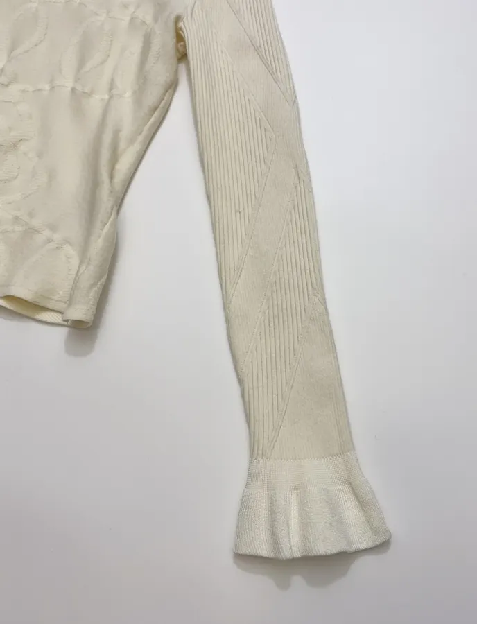 Jacquard Ruffled Fitted Knit Top in As Shown, product view 08