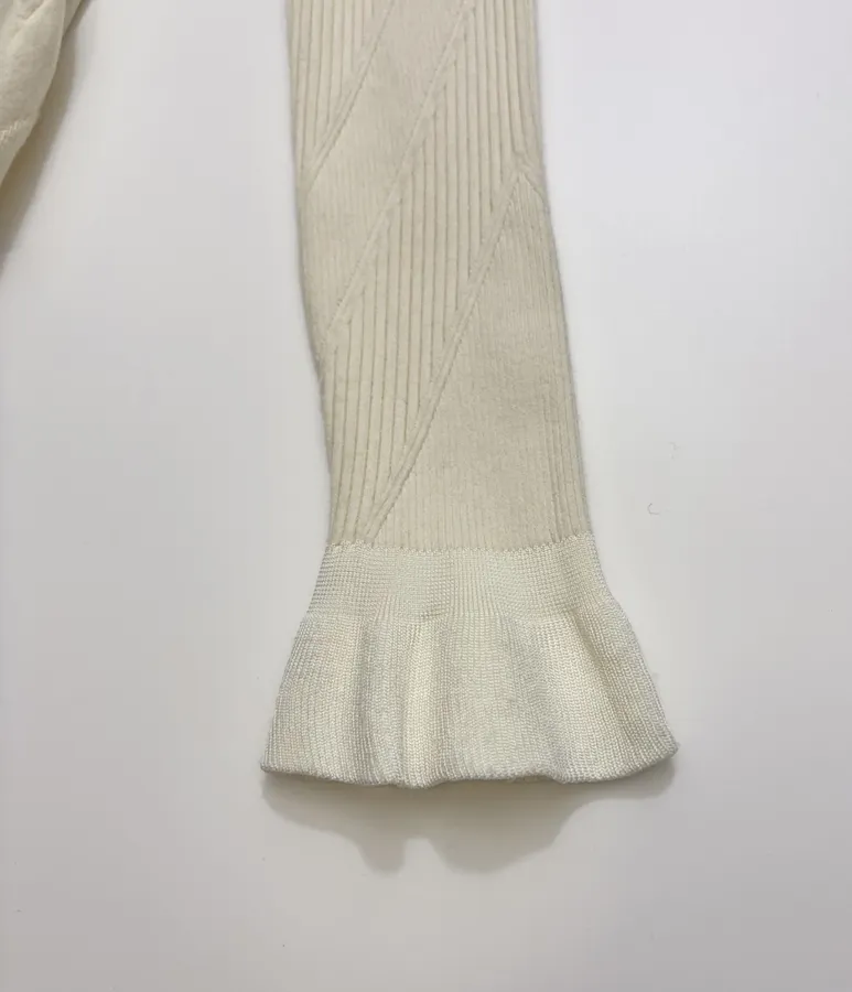 Jacquard Ruffled Fitted Knit Top in As Shown, product view 09