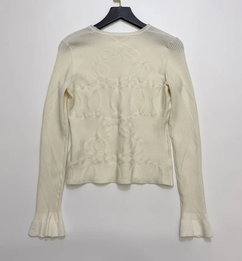 Jacquard Ruffled Fitted Knit Top in As Shown, product view 16