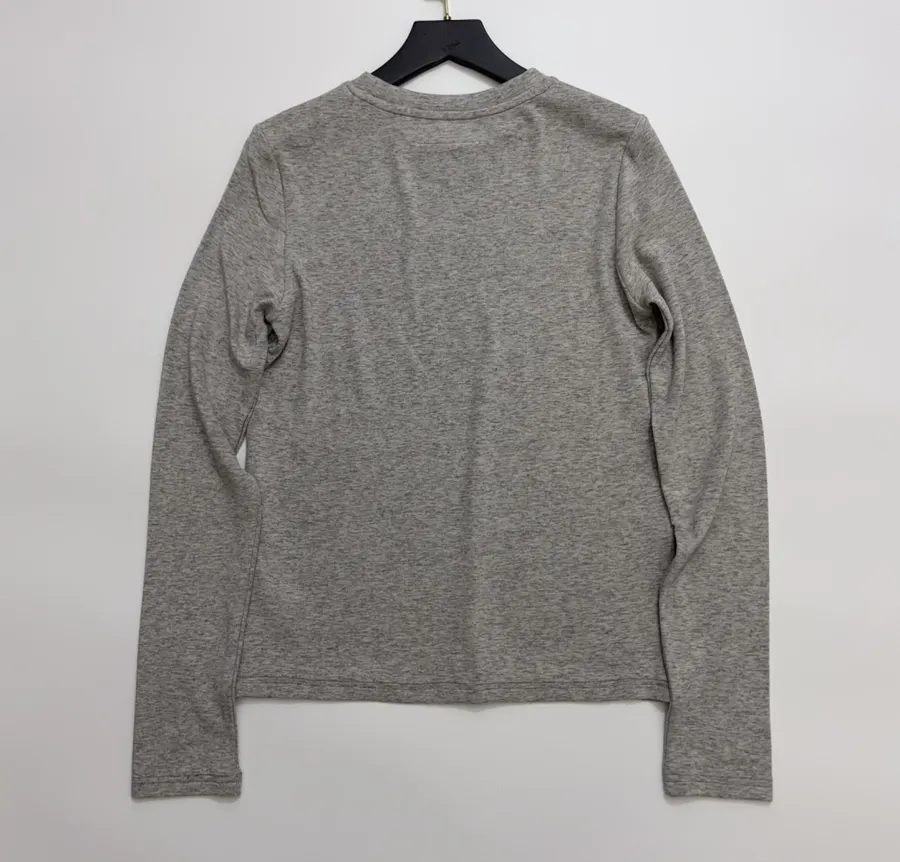 Letter-Print Stretch Crew-Neck Long-Sleeve T-Shirt in As Shown, product view 16