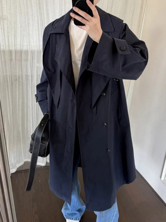 MM6 Maison Margiela Notched-collar mid-length relaxed trench coat in As Shown, product view