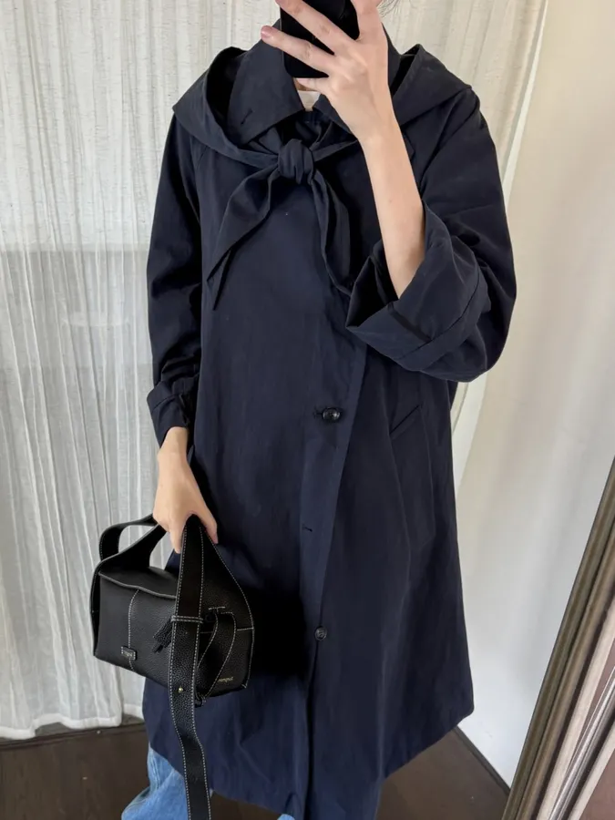 MM6 Maison Margiela Notched-collar mid-length relaxed trench coat in As Shown, product view 02