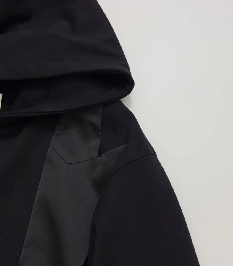 MM6 Maison Margiela 黑色拼接面料 连帽宽松拉链外套，黑色，商品图 4
