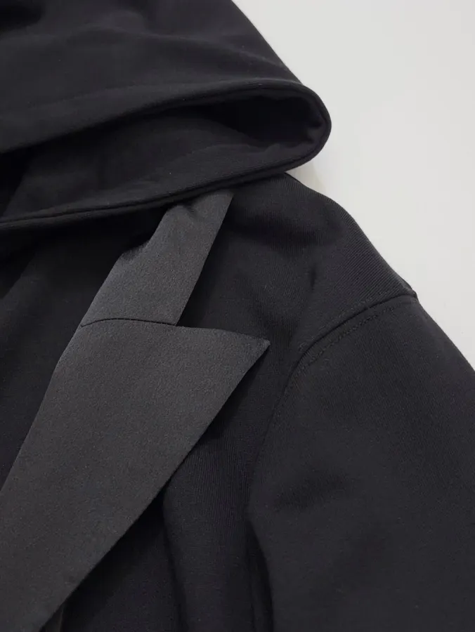 MM6 Maison Margiela 黑色拼接面料 连帽宽松拉链外套，黑色，商品图 5