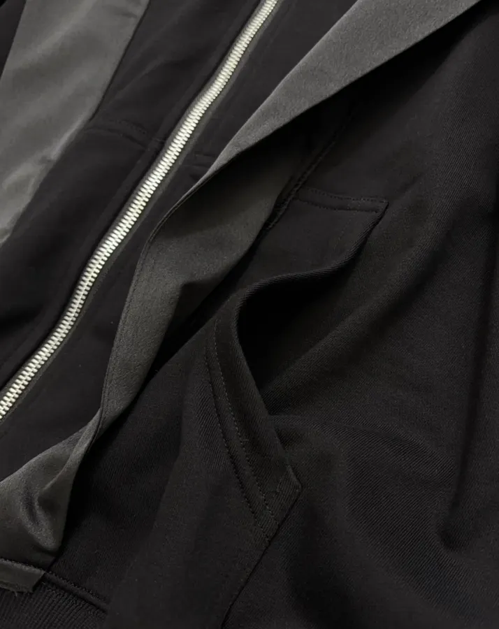 MM6 Maison Margiela 黑色拼接面料 连帽宽松拉链外套，黑色，商品图 9