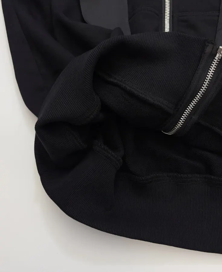 MM6 Maison Margiela 黑色拼接面料 连帽宽松拉链外套，黑色，商品图 12
