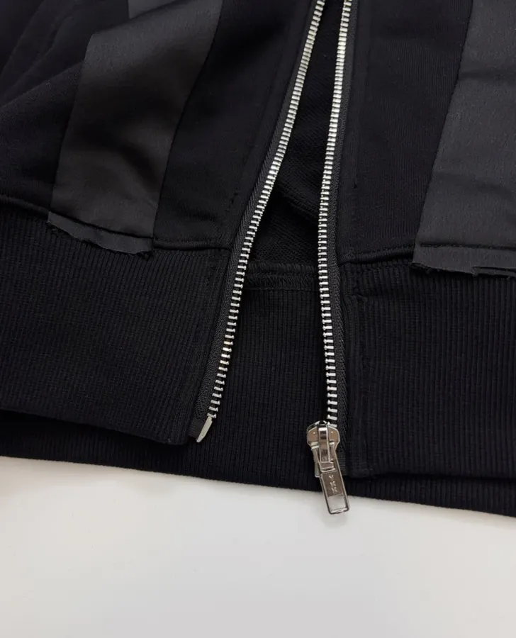 MM6 Maison Margiela 黑色拼接面料 连帽宽松拉链外套，黑色，商品图 13