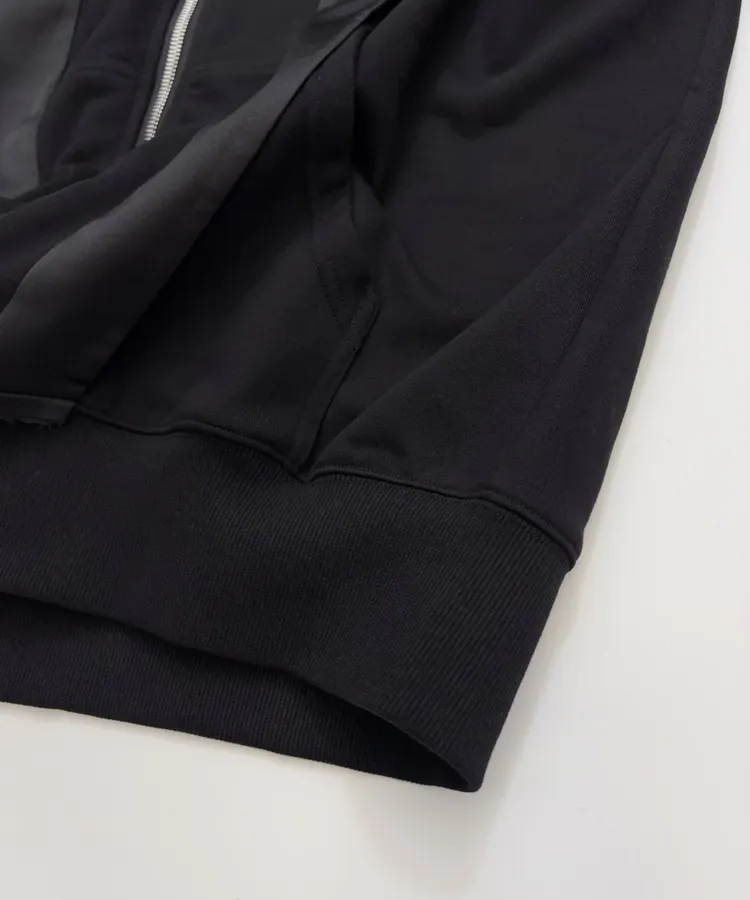 MM6 Maison Margiela 黑色拼接面料 连帽宽松拉链外套，黑色，商品图 15